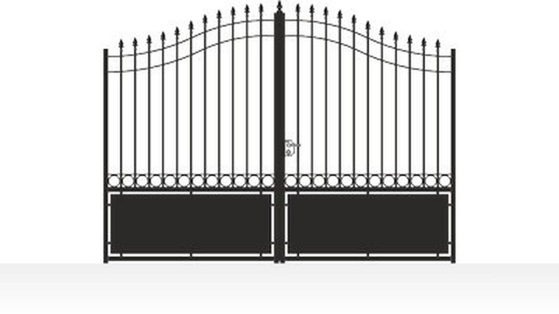 Portail acier chapeau de gendarme semi-plein sobre et élégant - vue technique configurateur