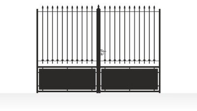 Portail acier droit semi-plein classique fer forgé - vue technique configurateur