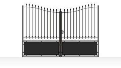 Portail acier droit semi-plein classique fer forgé - vue technique configurateur