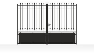 Portail acier droit semi-plein tôle décorative - vue technique configurateur