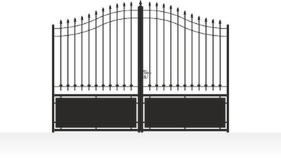 Portail acier chapeau de gendarme semi-plein décoratif fer forgé - vue technique configurateur
