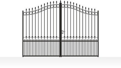 Portail acier travaillé chapeau de gendarme ajouré fer forgé artisanal - vue technique configurateur