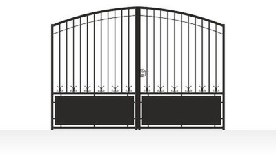 Portail acier travaillé style manoir fer forgé prestige - vue technique configurateur