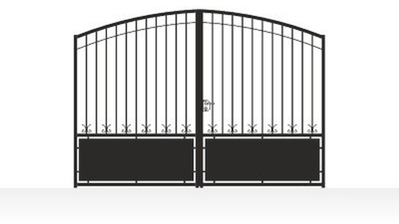 Portail acier travaillé style manoir fer forgé prestige - vue technique configurateur
