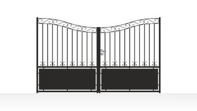 Portail acier travaillé style château fer forgé - vue technique configurateur