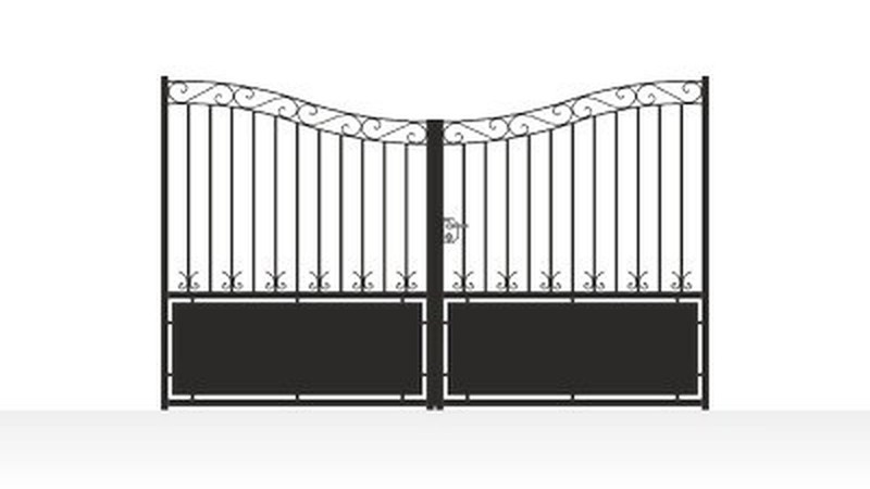 Portail acier travaillé style château fer forgé - vue technique configurateur