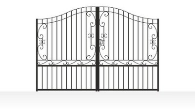 Portail acier travaillé style noble ajouré fer forgé - vue technique configurateur