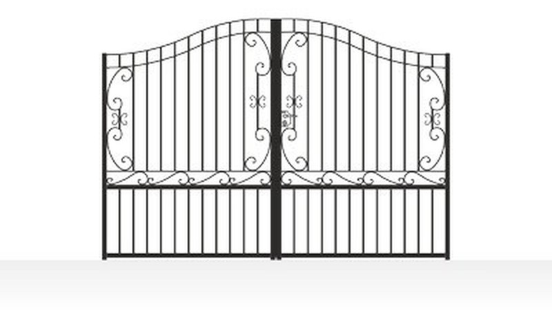 Portail acier travaillé style noble ajouré fer forgé - vue technique configurateur