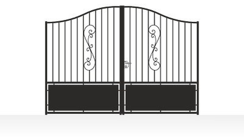 Portail acier travaillé prestige semi-plein - vue technique configurateur