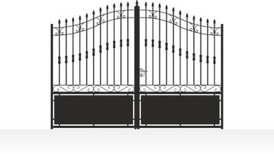 Portail acier travaillé style provençal semi-plein - vue technique configurateur