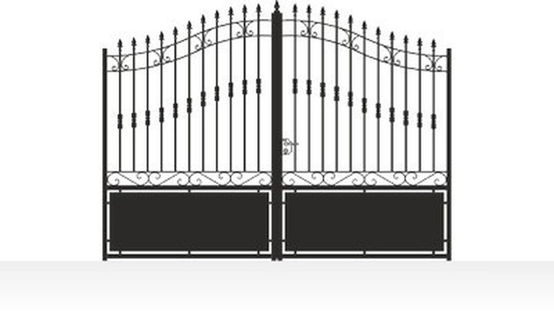 Portail acier travaillé style provençal semi-plein - vue technique configurateur