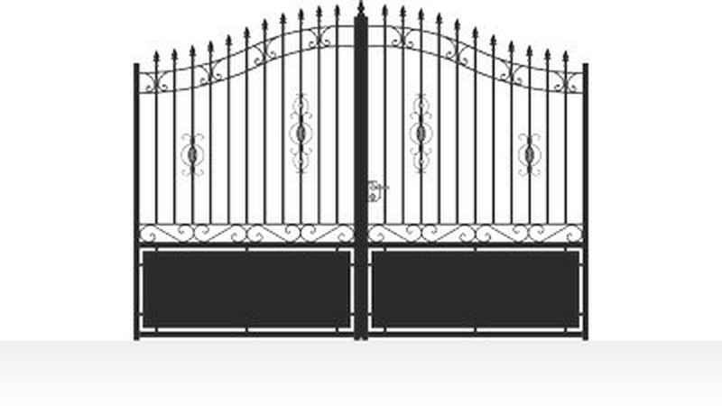 Portail acier travaillé style provençal semi-plein - vue technique configurateur