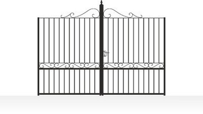 Portail acier ajouré droit barreaux travaillés artisanal - vue technique configurateur