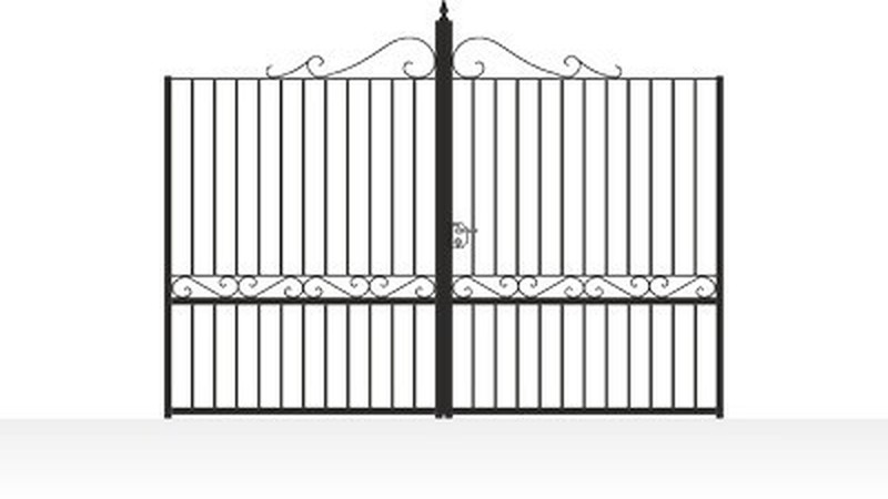 Portail acier ajouré droit barreaux travaillés artisanal - vue technique configurateur