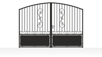 Portail acier travaillé cachet ancien semi-plein - vue technique configurateur