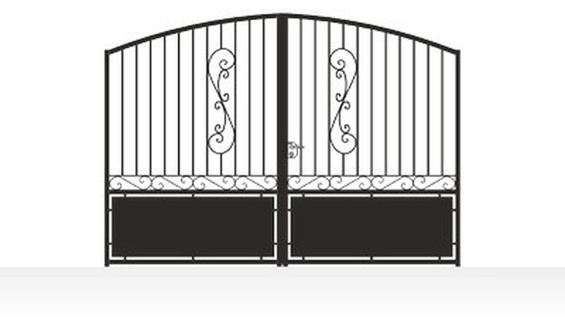 Portail acier travaillé cachet ancien semi-plein - vue technique configurateur