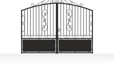 Portail acier travaillé charme rustique semi-plein fer forgé - vue technique configurateur