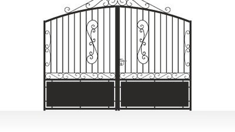 Portail acier travaillé charme rustique semi-plein fer forgé - vue technique configurateur