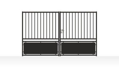 Portail acier droit semi-plein ligne simple - vue technique configurateur
