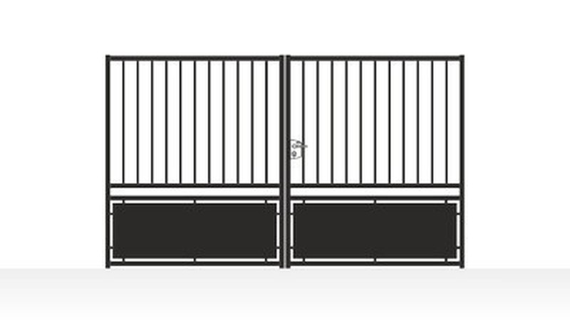 Portail acier droit semi-plein ligne simple - vue technique configurateur