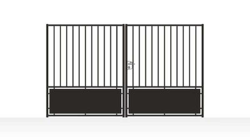 Portail acier droit semi-plein ligne simple - vue technique configurateur