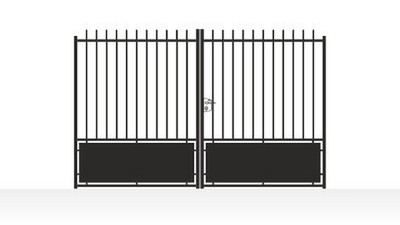 Portail acier droit semi-plein ligne simple - vue technique configurateur