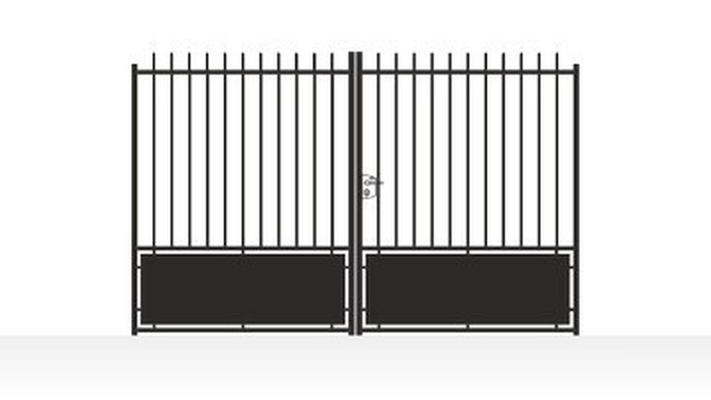 Portail acier droit semi-plein ligne simple - vue technique configurateur