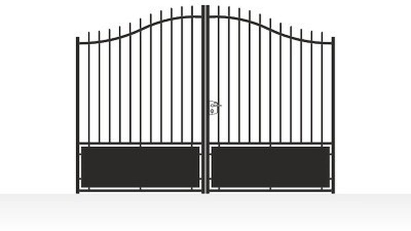 Portail acier droit semi-plein ligne simple - vue technique configurateur