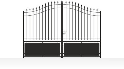 Portail acier chapeau de gendarme semi-plein artisanal sur mesure