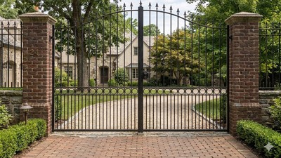 Portail acier ajouré droit barreaux fer forgé sur mesure