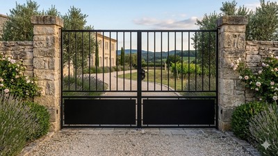 Portail acier droit semi-plein ligne simple sur mesure