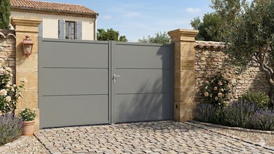 Portail acier contemporain style architectural moderne