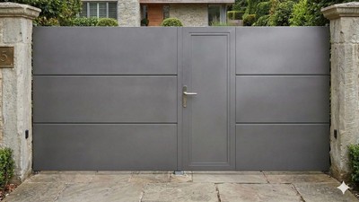Portail Acier sur Mesure - Contemporain Plein, Décoration Laser