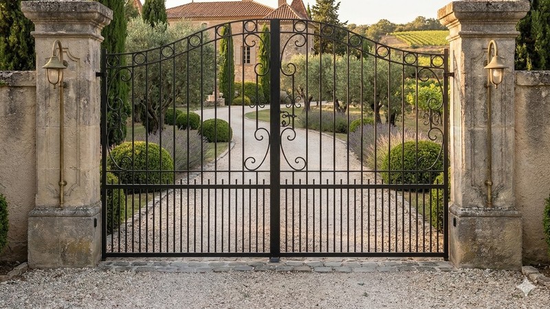 Portail acier travaillé ferronnerie tradition ajouré artisanal
