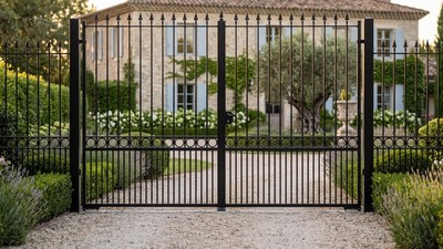 Portail acier ajouré droit vue dégagée sur mesure