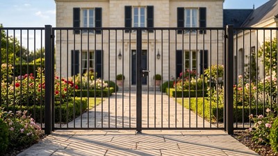 Portail acier droit lignes simples épurées sur mesure