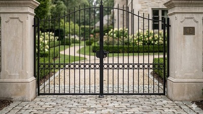 Portail acier chapeau de gendarme ajouré élégant sur mesure