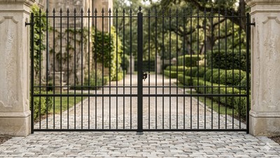 Portail acier ajouré droit style classique sur mesure