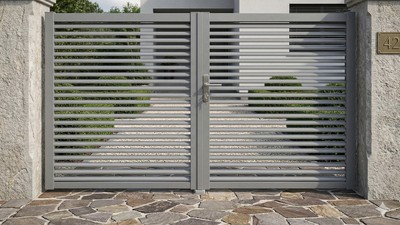 Portail acier ajouré droit style classique sur mesure