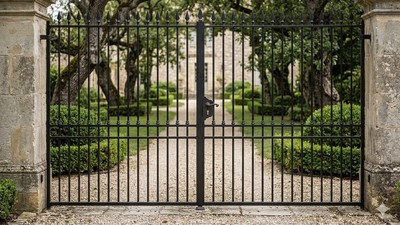 Portail acier ajouré droit design élégant fer forgé