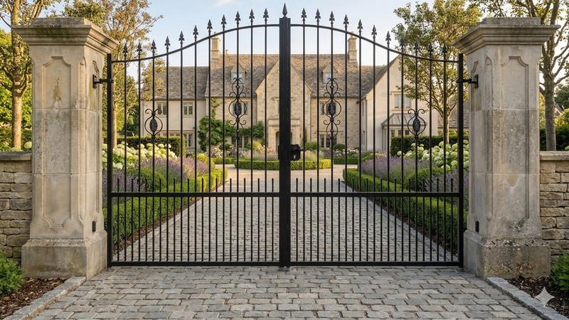 Portail acier travaillé style provençal ajouré fer forgé