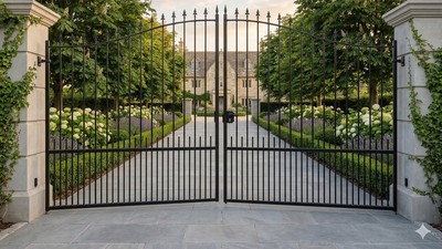 Portail acier travaillé style provençal ajouré fer forgé