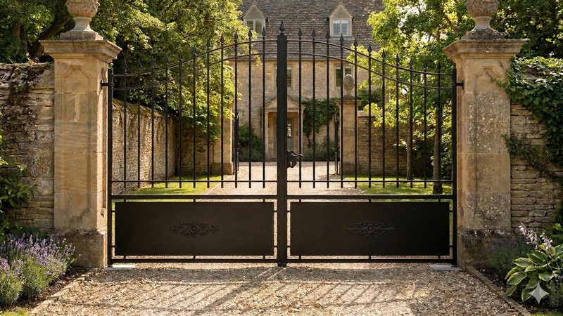 Portail acier chapeau de gendarme semi-plein classique sur mesure