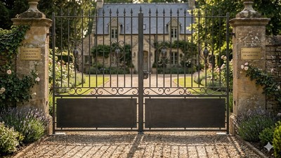 Portail acier droit semi-plein style moderne sur mesure