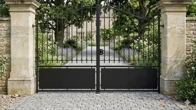 Portail Acier sur Mesure - Arrondi Semi-Ajouré, Pointes