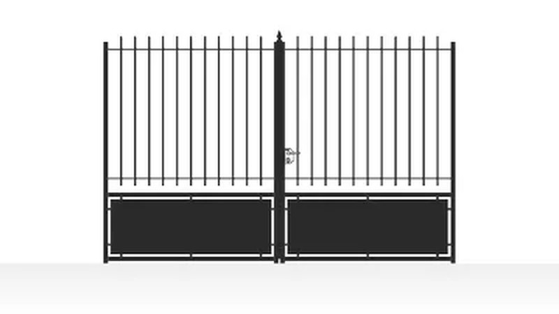 Portail acier droit semi-plein soubassement tôle - vue technique configurateur