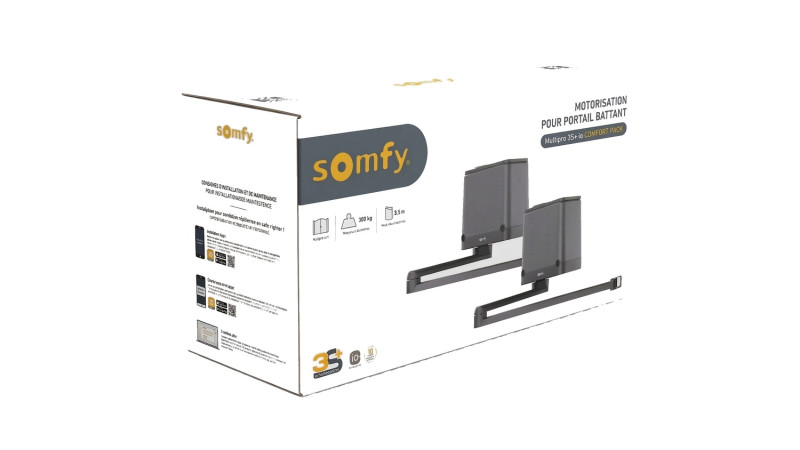 Moteur Somfy Multipro 3S+ io 1246048 — emballage carton d'origine Somfy (vue avant)