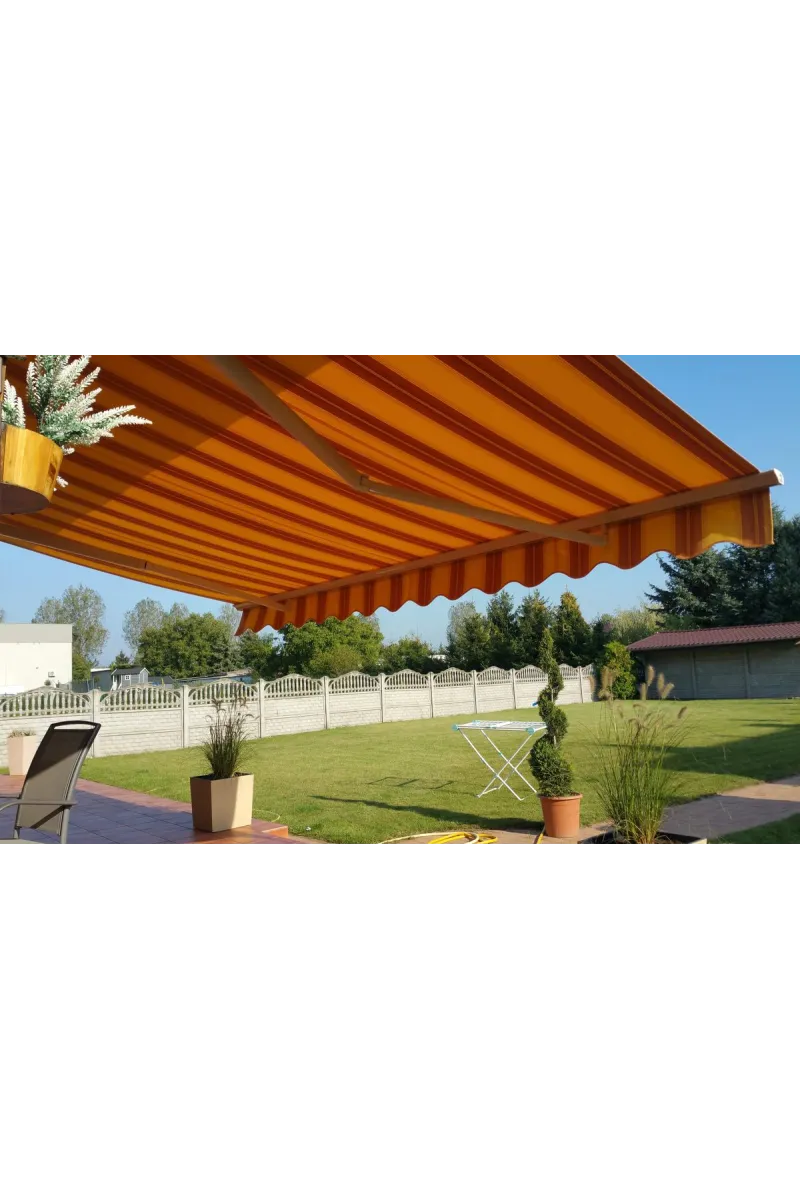 Store banne coffre Excellence Design grande largeur 12m sables premium