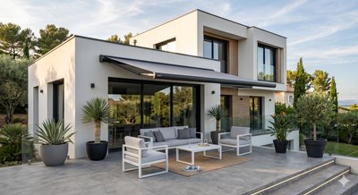 Store Banne Coffre Design avec LED Intégrées - 28 Coloris Sablés - Somfy