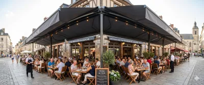 Store Banne Double Pente Sur Mesure - Professionnel Restaurant CHR - Grandes Dimensions
